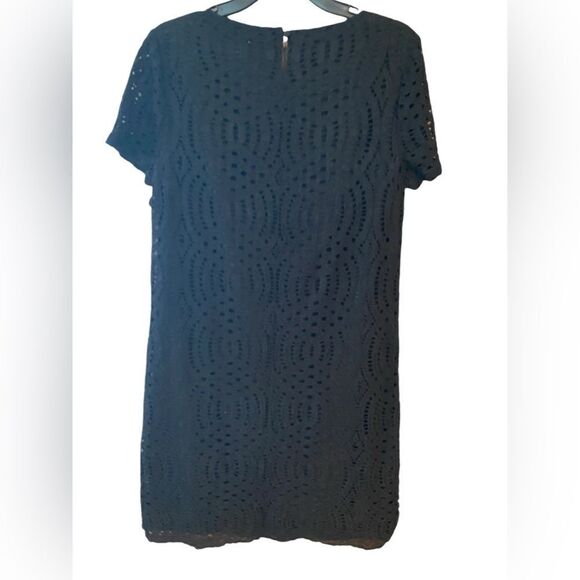 J. Crew Sz 6 Black Crochet Lace Classic Little Black Date Night Evening Dress - Picture 2 of 7